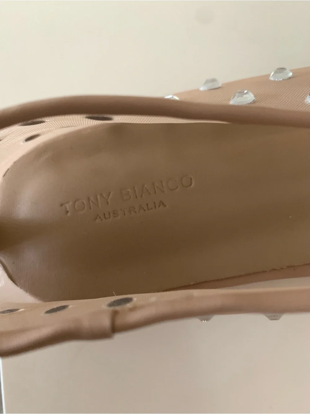 Tony Bianco Nude Crystal-Embellished Ballet Flats